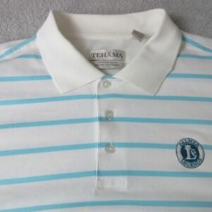 Tehama Mens Striped Polo Shirt XL Pima Cotton Polyester Palmer Legends Logo